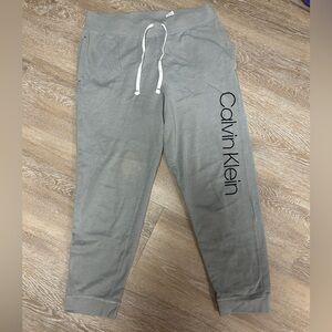 Calvin Klein Women’s Light Gray Logo Sweatpants with Side Branding